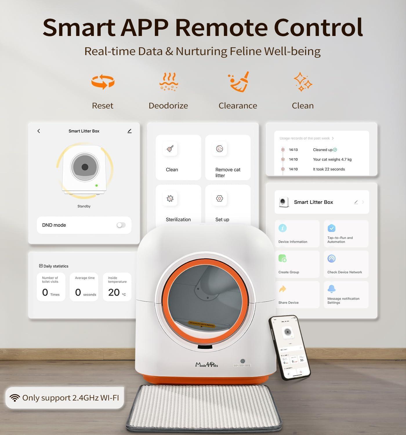 60L Automatic Cat Litter Box – Smart App Control with Infrared Sensor