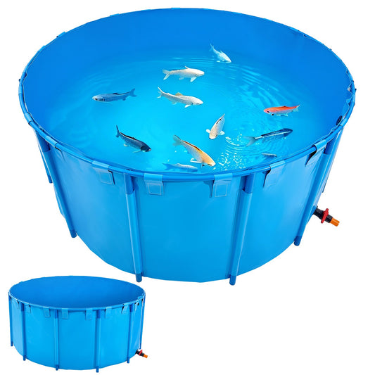 Canvas Fish Pond Above Ground Fish Tank 1320 Gal Round Koi Pond (Blue)