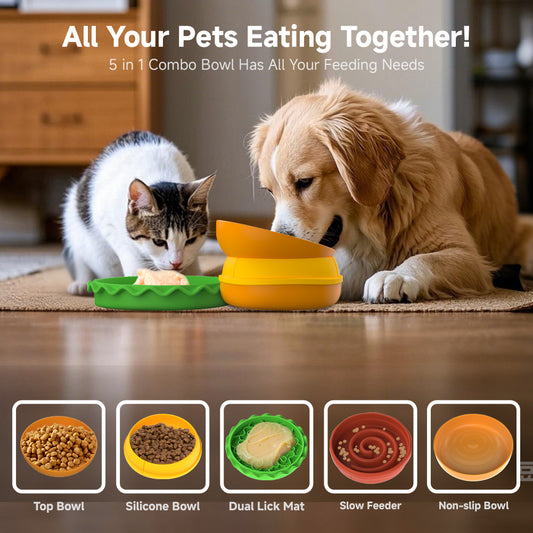Hamburger 5-in-1 Pet Bowl Set