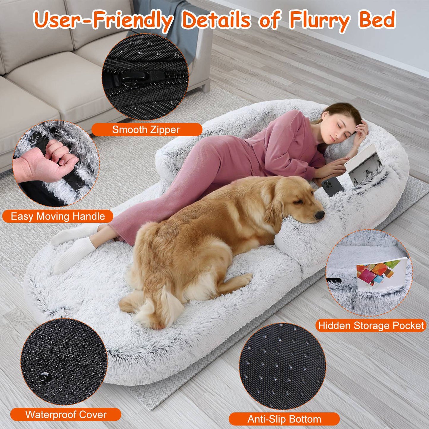 Human-Sized Foldable Dog Bed