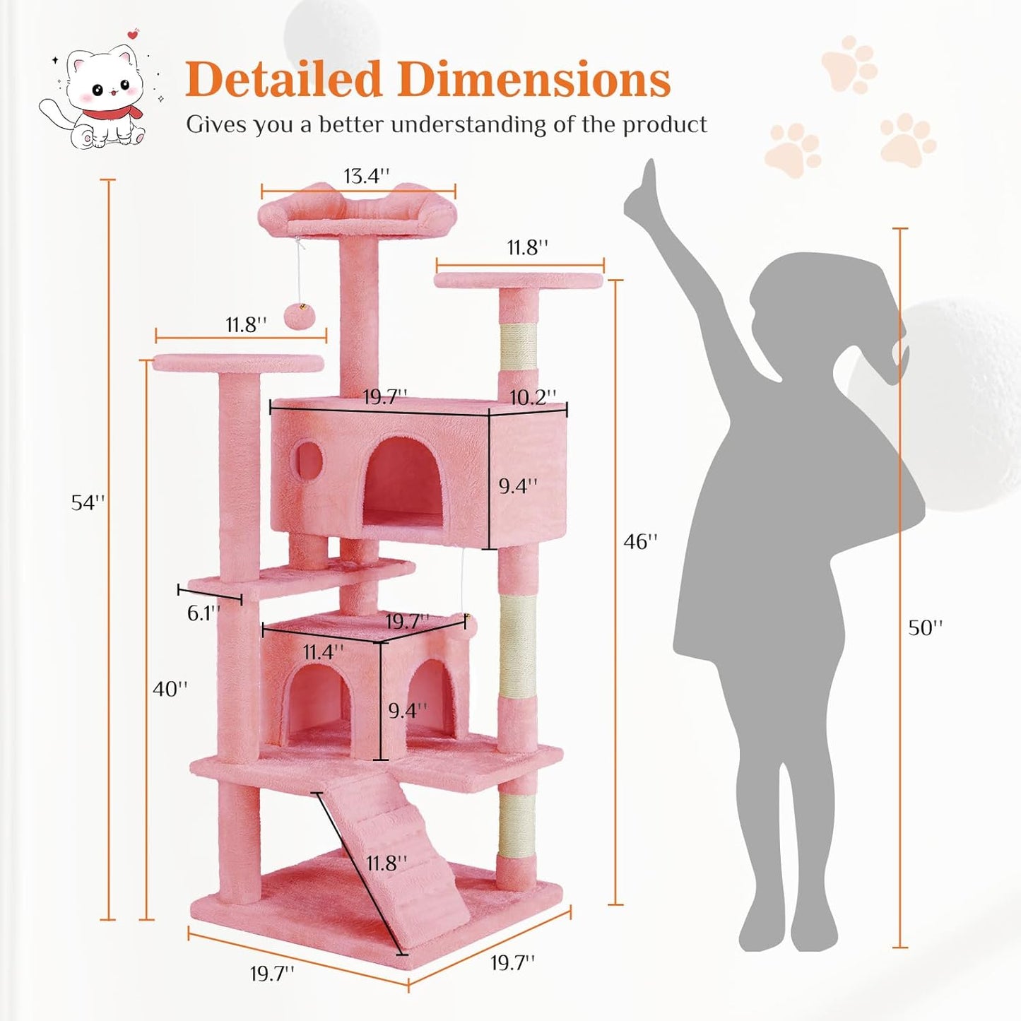 Cat Tree Tower – Multi-Level with Sisal Posts & Plush Toys