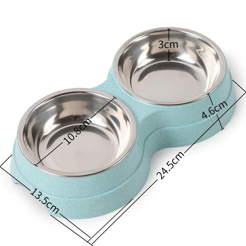 Double Stainless Steel Pet Bowls for Food & Water