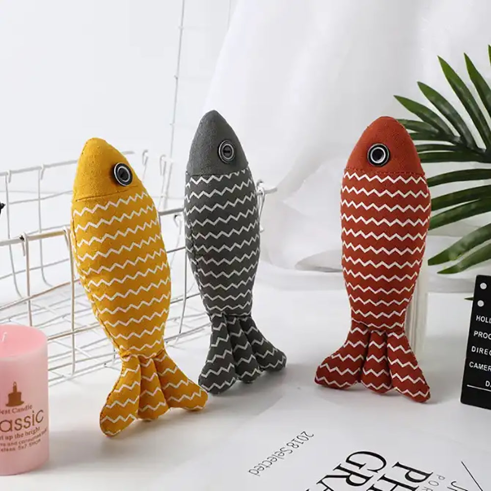 Burlap Fish Catnip Toy – Crinkle Kicker for Indoor Cats