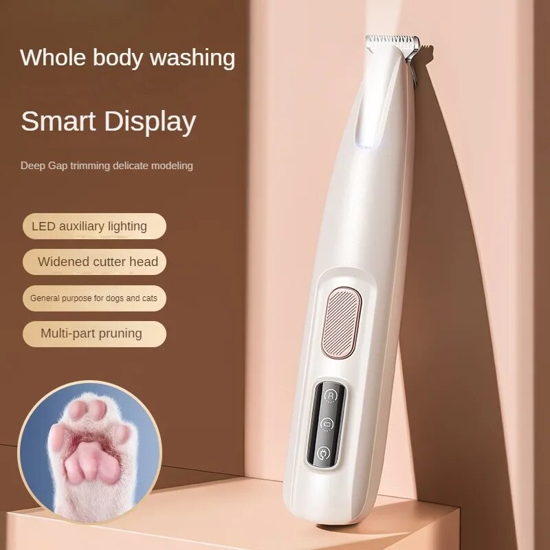 Pet Paw Trimmer with LED Light – Waterproof Precision Grooming Clipper (18mm Blade)