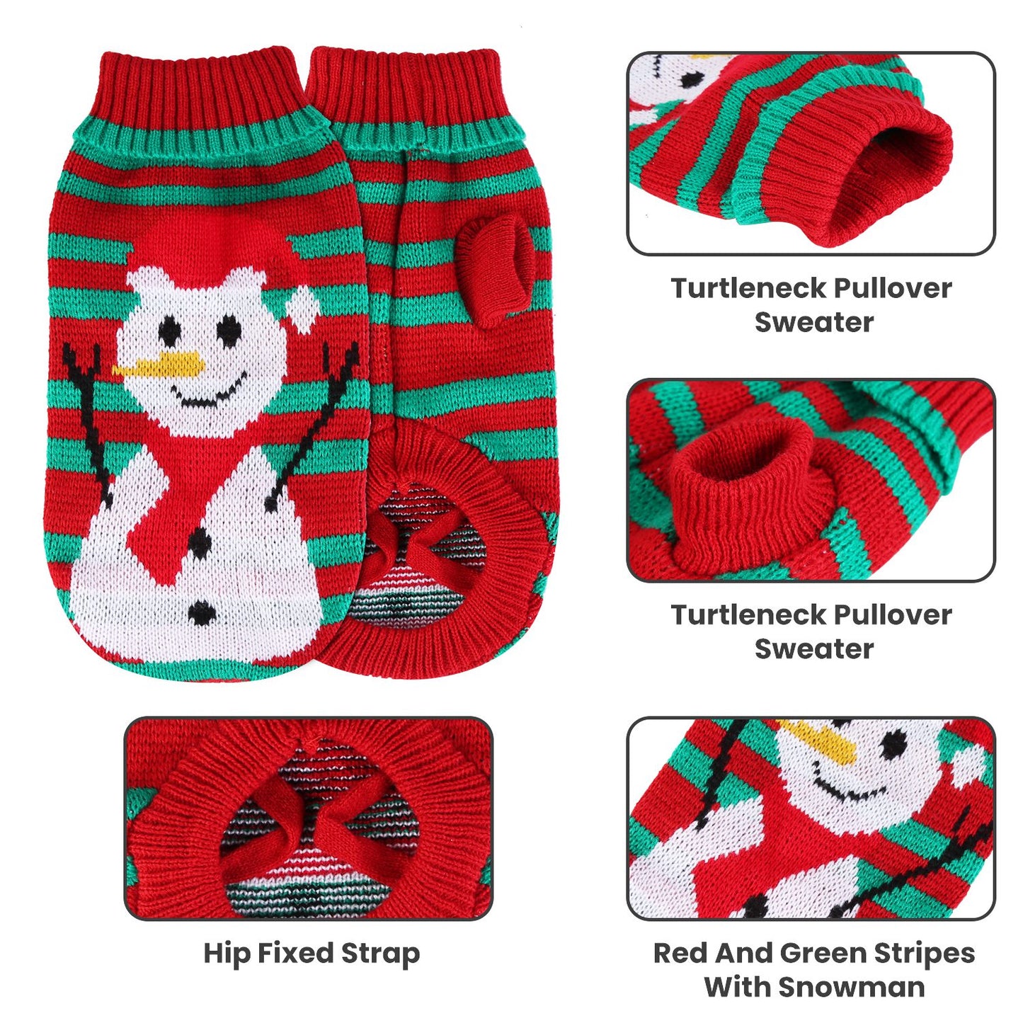 Pet Christmas Turtleneck Sweater – 2 Patterns, 4 Sizes