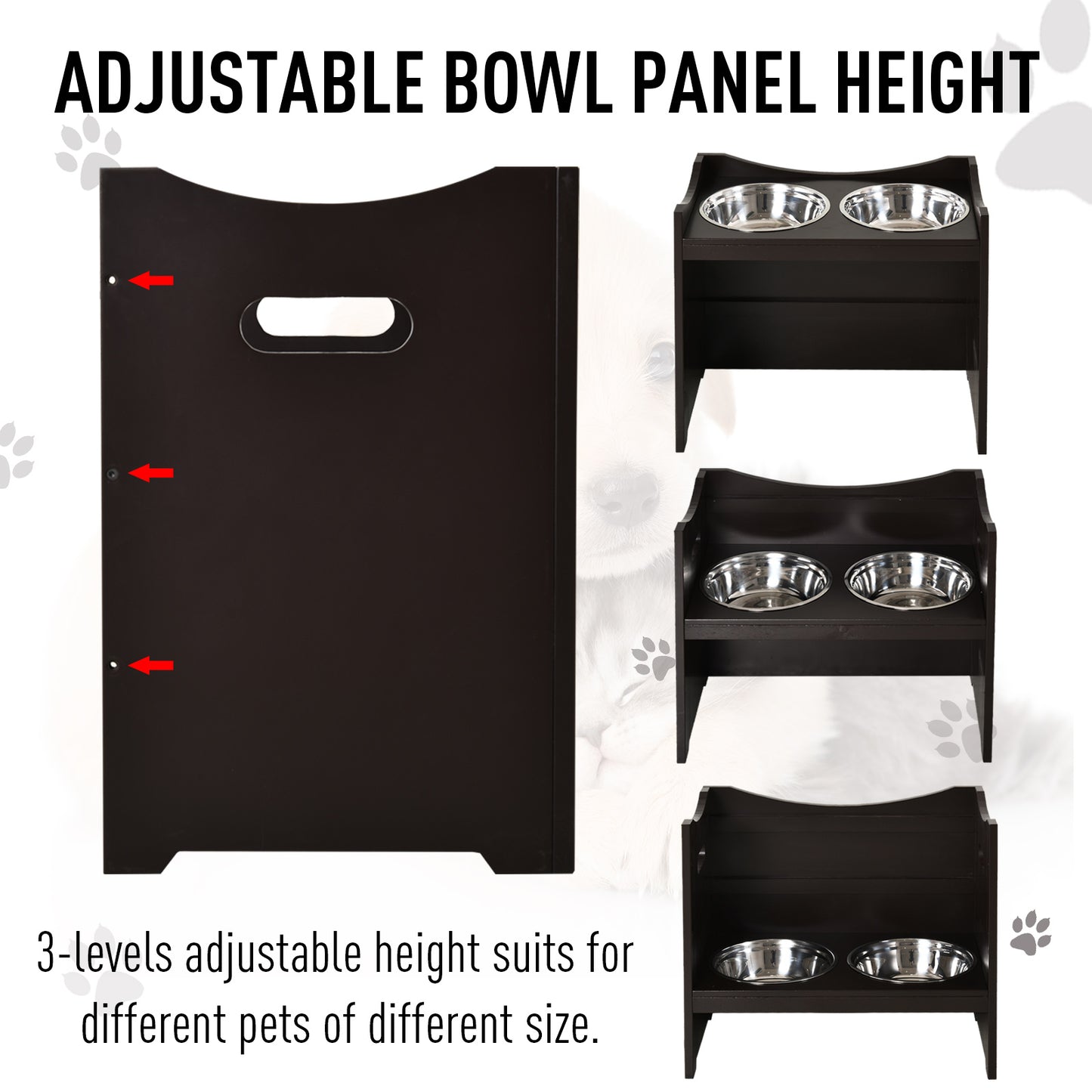 Raised Pet Food Elevated Feeder with 2 Stainless Bowls