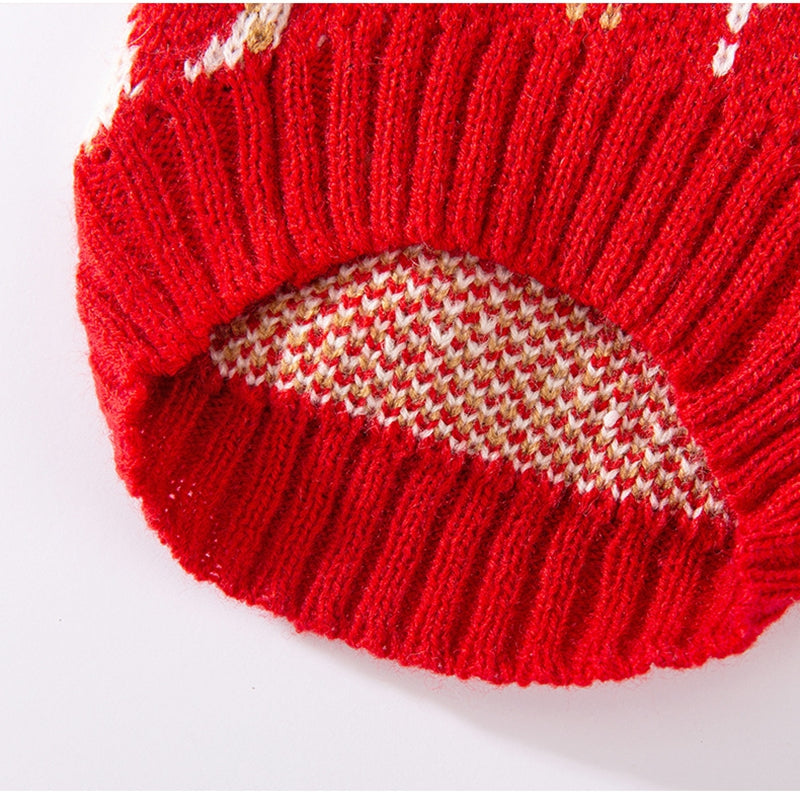 Warm Diamond-Embroidered Cherry Pet Sweater