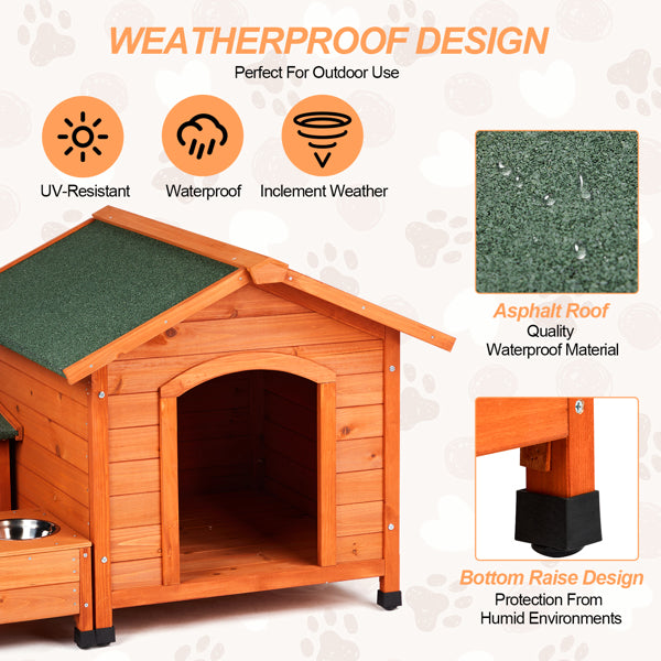 Outdoor Cat & Dog House – Fir Wood Shelter with Green Asphalt Roof