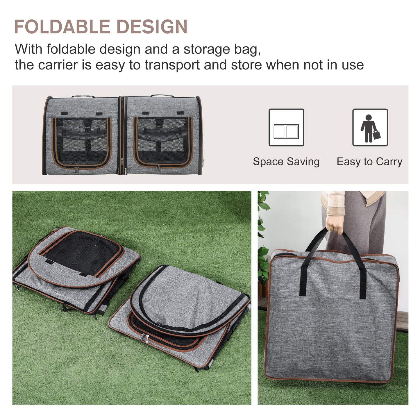 Dual Compartment Padded Travel Bag (Grey)
