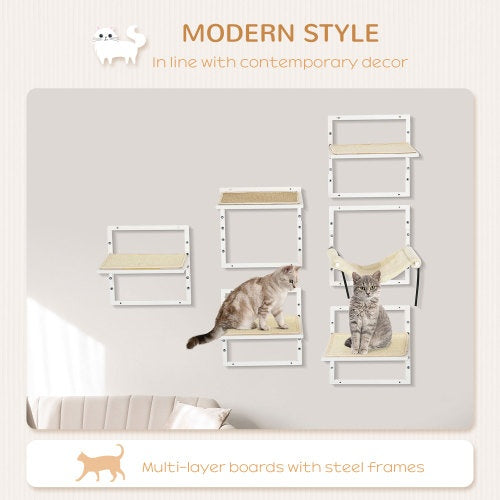 Modern Cat Wall Shelves Set (6 pcs) – Adjustable Indoor Climbing Platforms