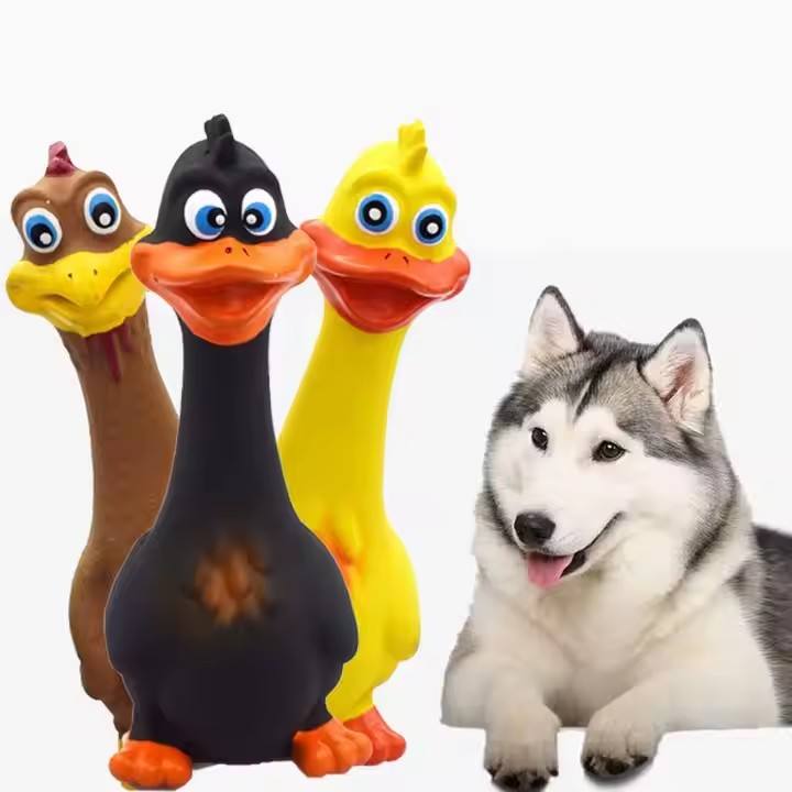 3-Piece Latex Squeaky Chicken Dog Toys – Eco-Friendly Interactive Chew Set