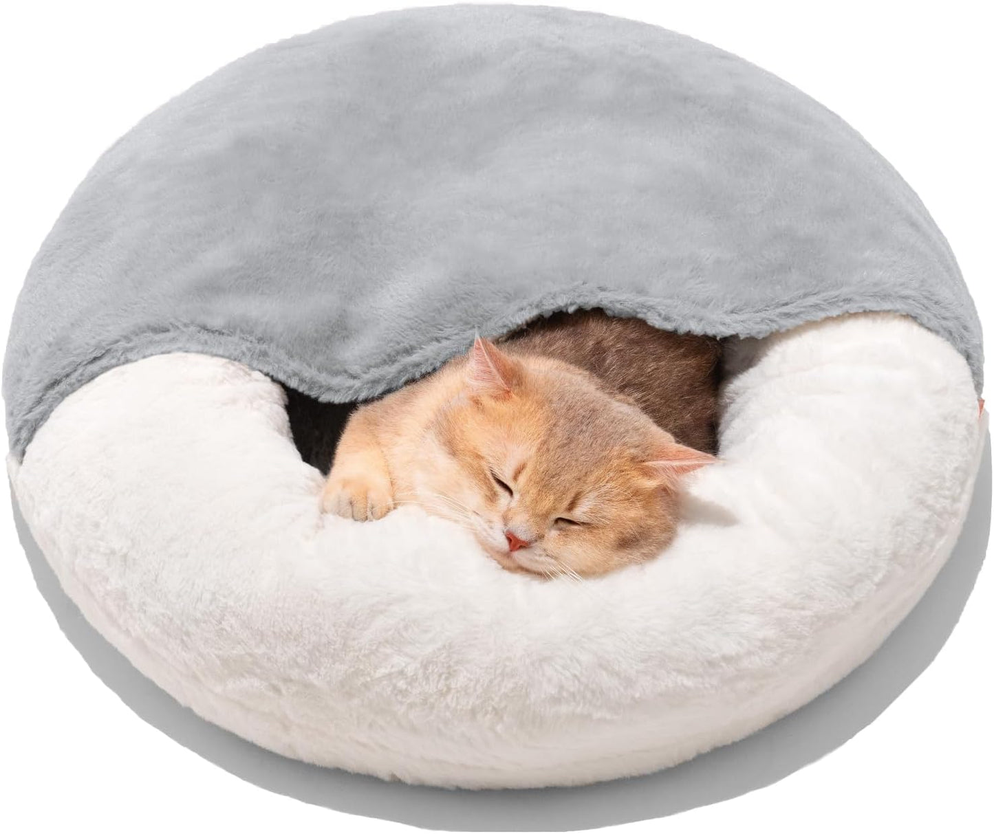 Enclosed Cat Bed Cave – Washable Pet Bed with Blanket & Non-Slip Base