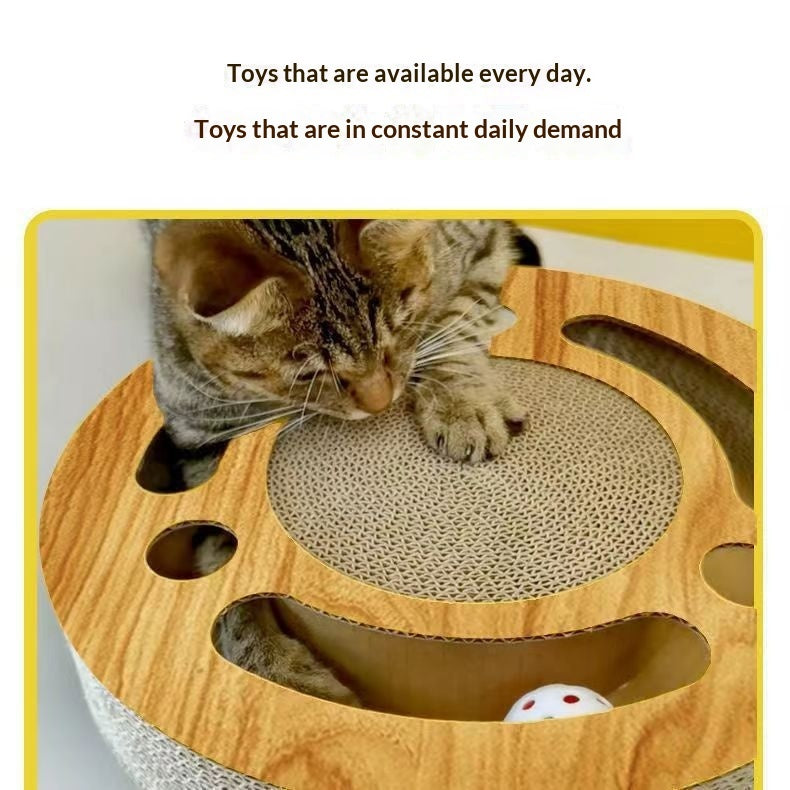 Grab And Play 2-in-1 Treasure Cat Round Scratch Pad Toy